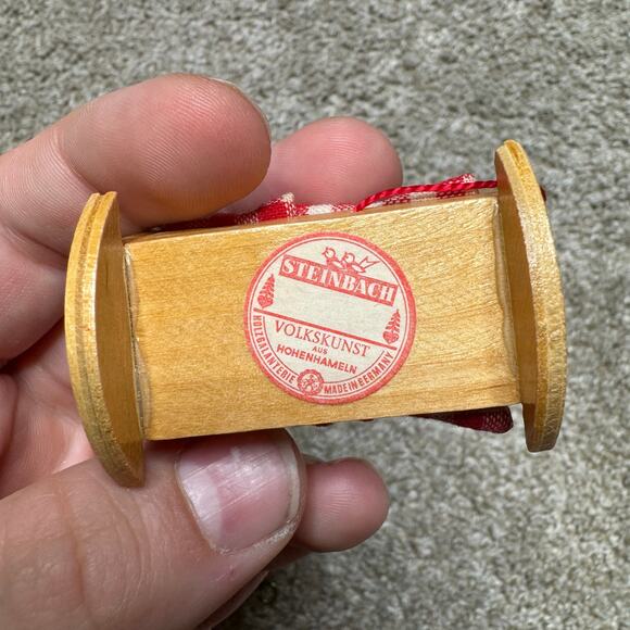 STEINBACH HANDMADE WOODEN GERMAN CHRISTMAS ORNAMENT TWINS IN CRADLE - Picture 4 of 5